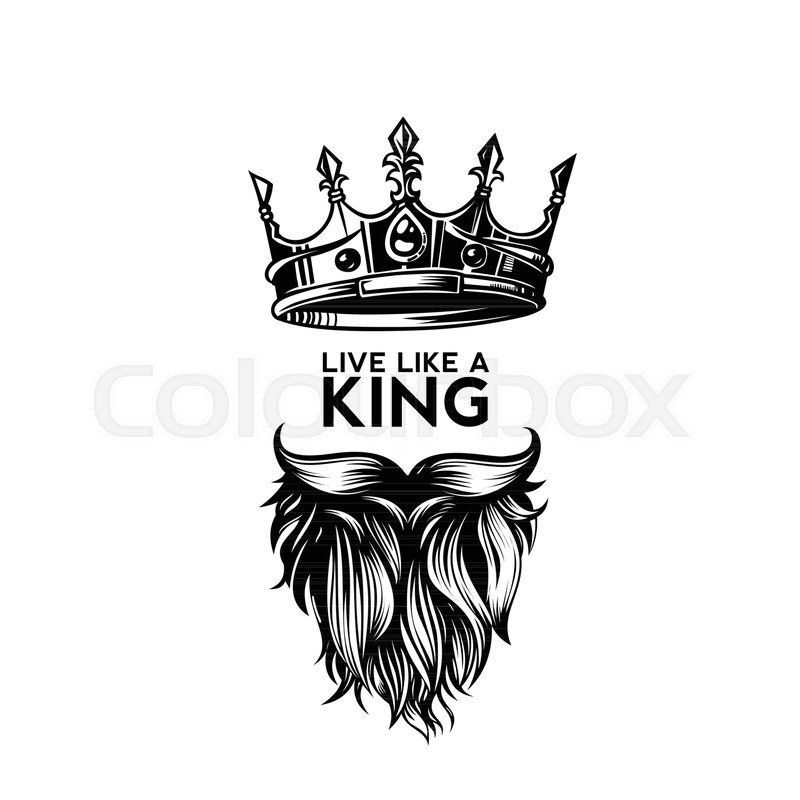800x800 King Crown, Moustache And Beard On White Background Logo With