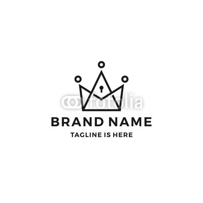 400x400 King Crown Keyhole Key Hole Lock Logo Vector Line Outline Buy