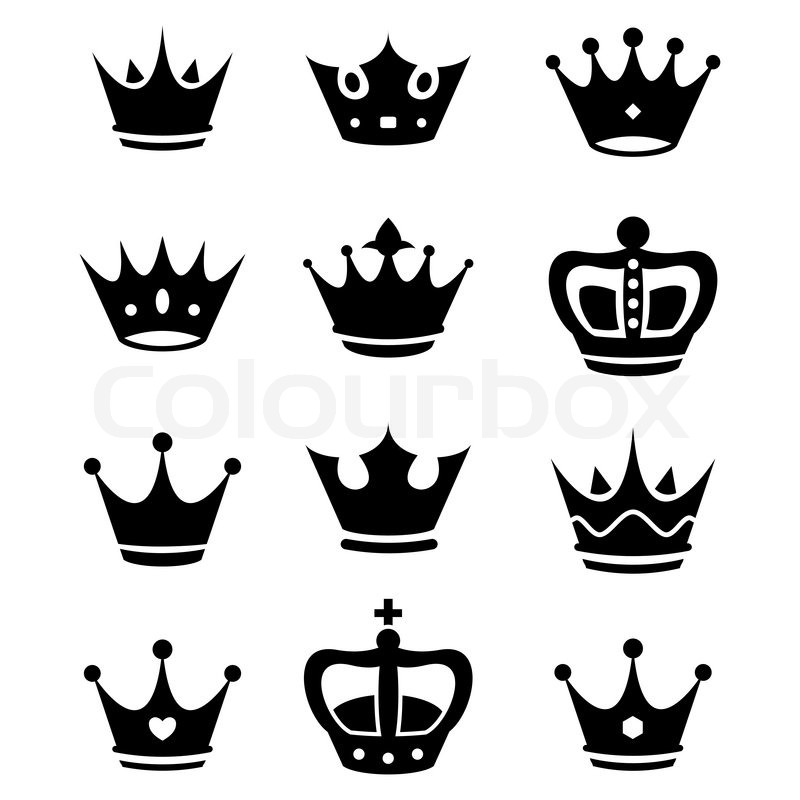 800x800 Crown Collection Isolated On White Background. Vector. Stock