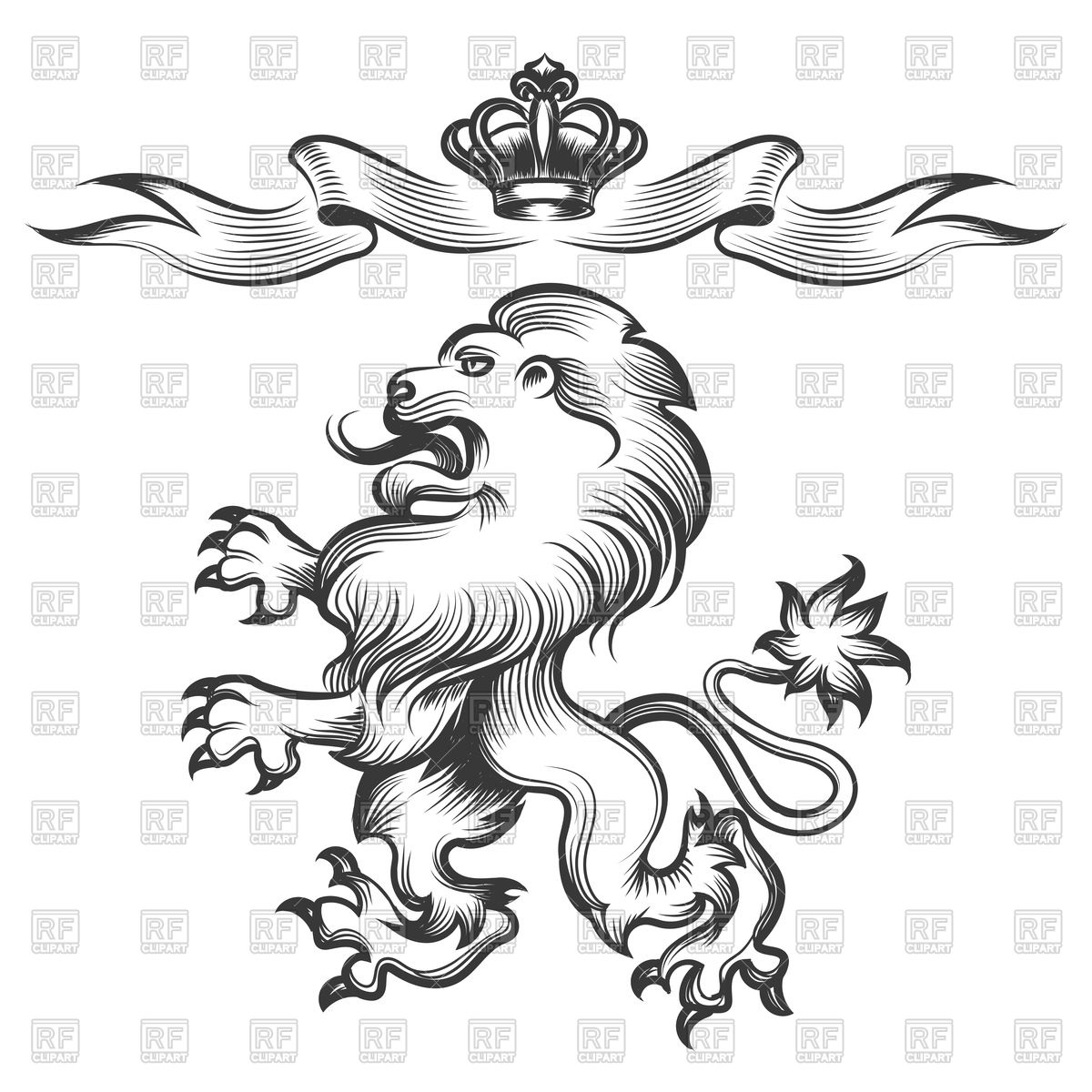 1200x1200 Hand Drawn Heraldic Lion Sketch With Crown Vector Image Vector