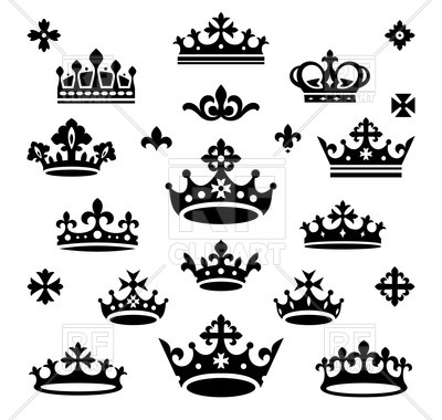 400x380 Silhouettes Of Queen And Royal Crown Vector Image Vector Artwork