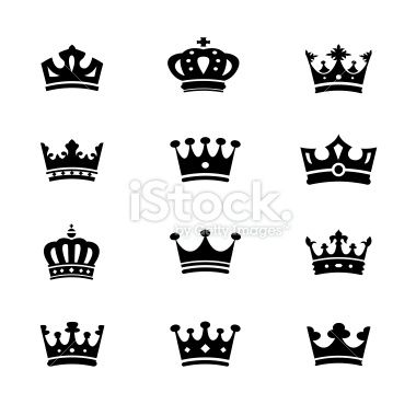 380x380 Crown Collection Isolated On White Background. Vector. Tattoos