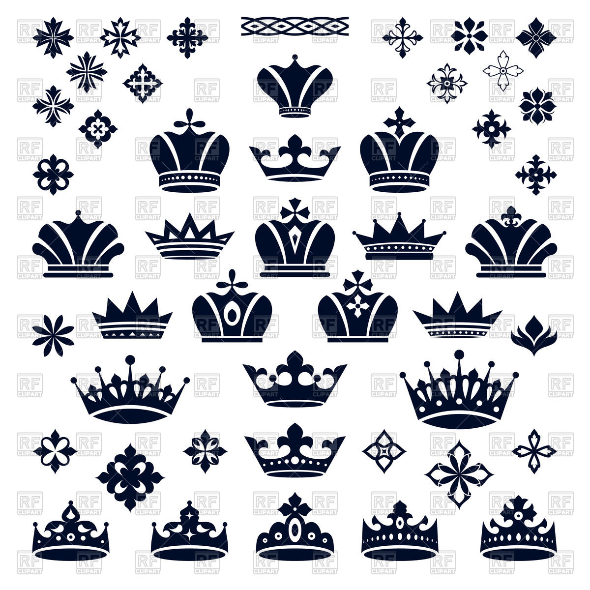 1200x1200 Crown Pictograms And Decorative Elements Vector Image Vector
