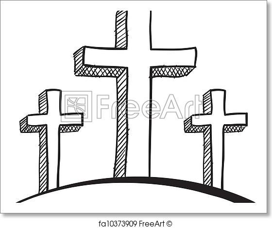 560x470 Free Art Print Of Calvary Crosses Sketch. Doodle Style Calvary