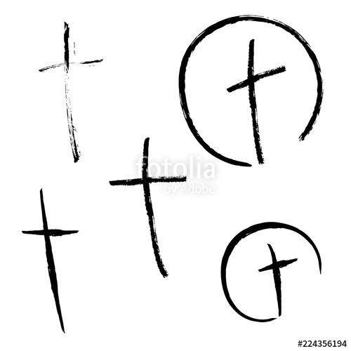 500x500 Vector Set Crucifix Cross Hand Drawn Paint Brush. Grunge Christian
