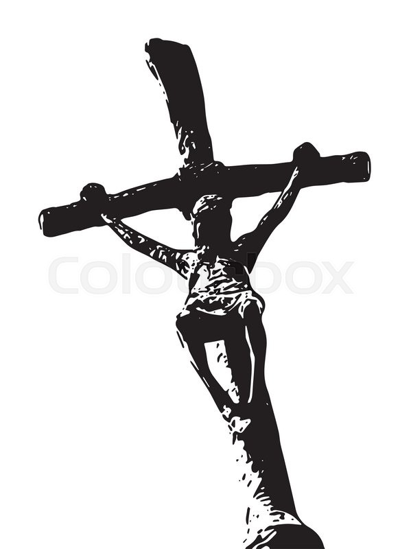 599x800 Crucifixion Of Jesus Christ. Black And White Vector Graphic
