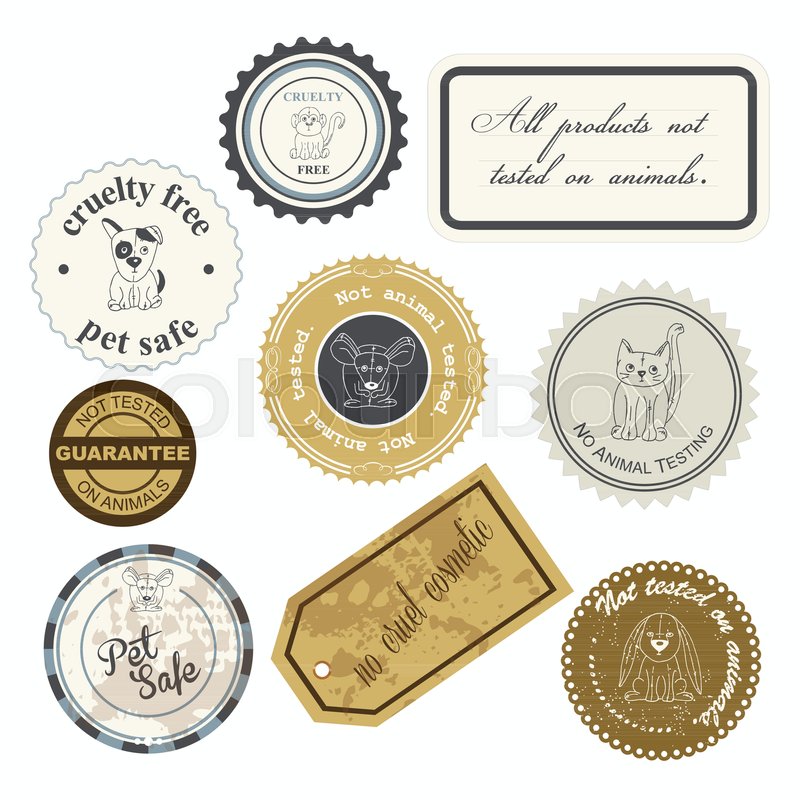 800x800 Vector Illustration Of A Set Of Cruelty Free Vintage Labels With