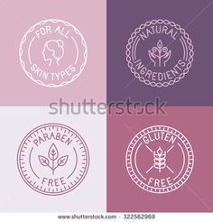 236x246 Vector Set Of Badges For Natural And Organic Cosmetics For
