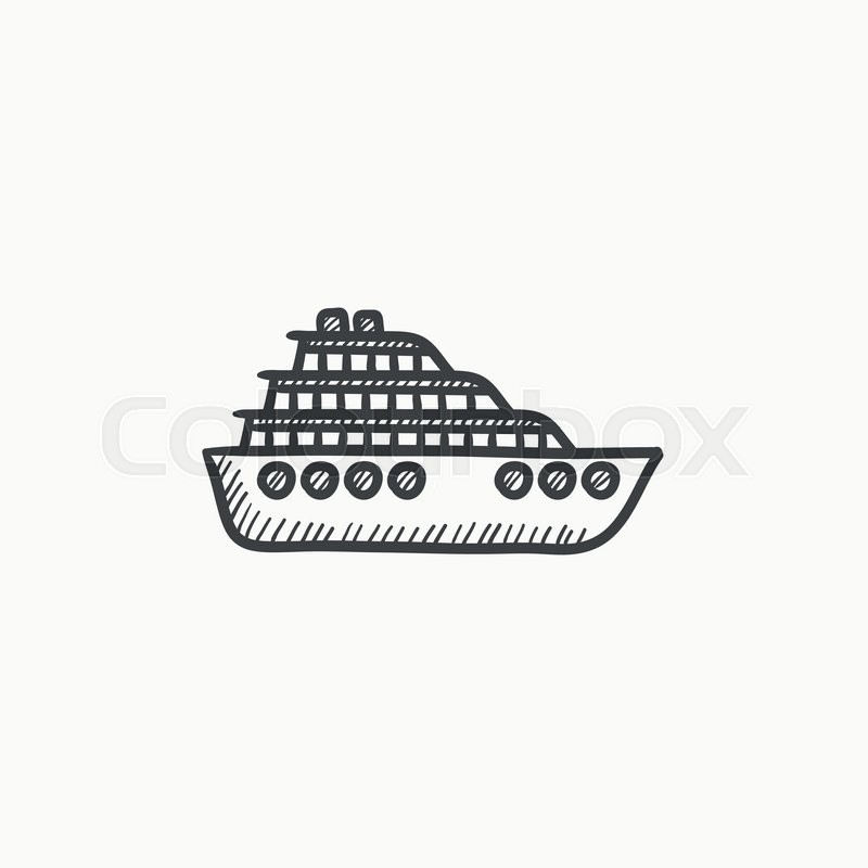 800x800 Cruise Ship Vector Sketch Icon Isolated On Background. Hand Drawn