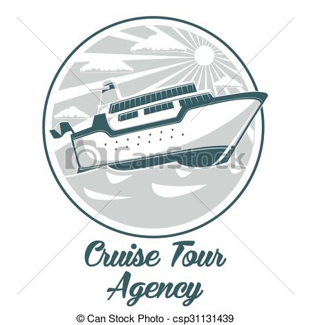 450x470 Cruise Tour Agency Logo Design With Liner Ship Vector Illustration.