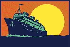 295x200 Transatlantic Ocean Liner Cruise Ship, Vintage Travel Poster