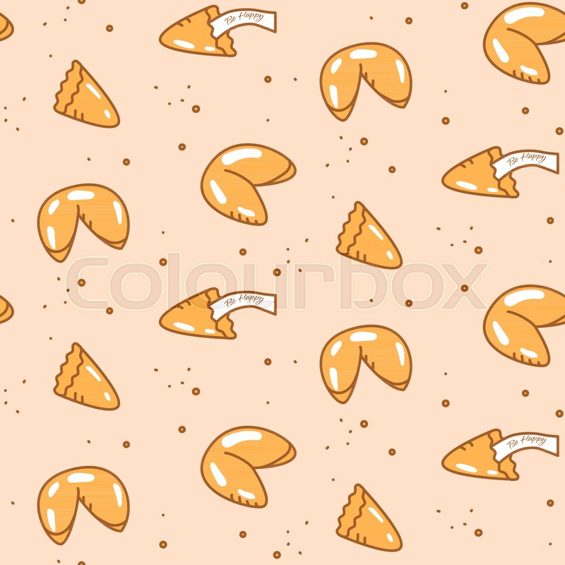 800x800 Fortune Cookie Seamless Vector Pattern. Cartoon Style Biscuit And