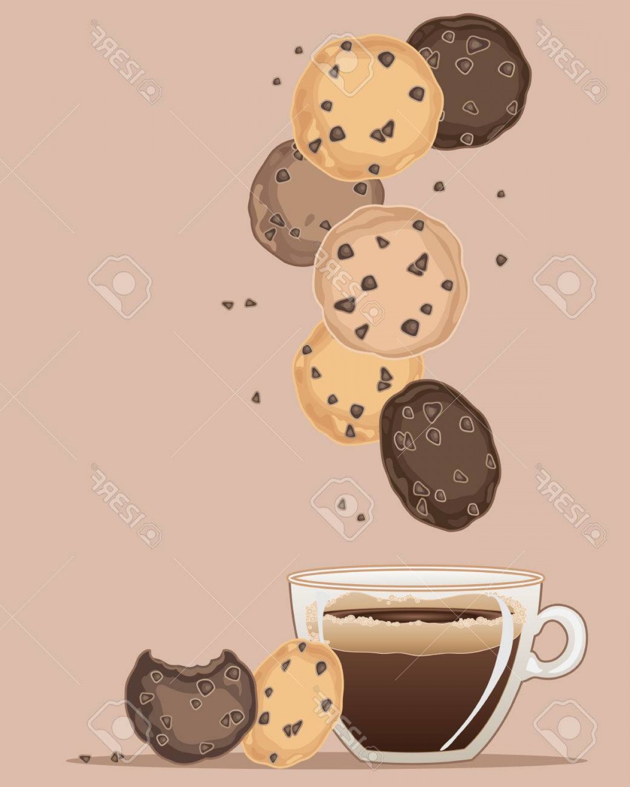 1248x1560 Photostock Vector An Illustration Of Chocolate Chip Cookies With A