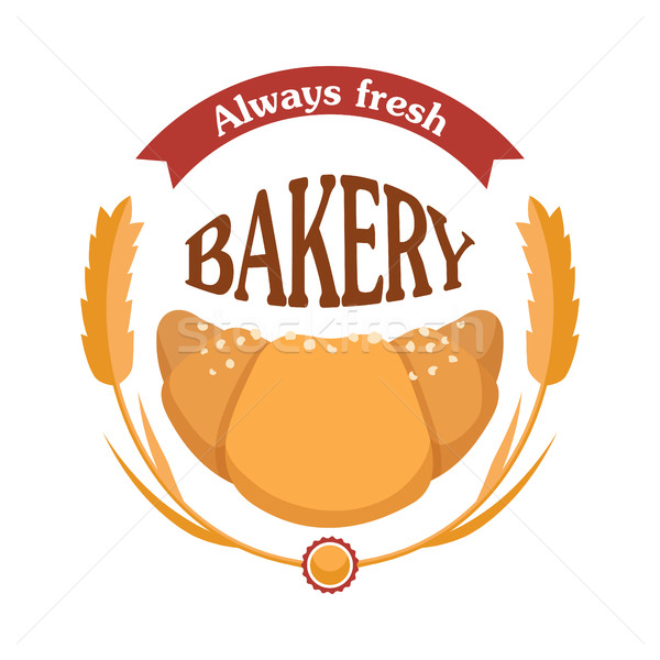 600x600 Always Fresh Bakery. Croissant Icon With Wheats Vector