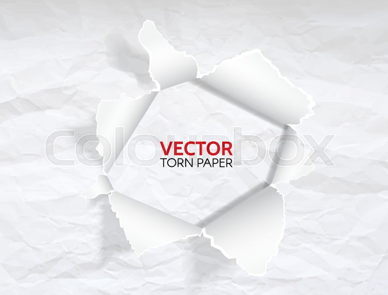 800x608 Paper Hole With Space For Text. Torn White Crumpled Paper