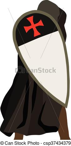 228x470 Crusader Soldier With Shield. Vector Illustration Of Crusader Soldier.