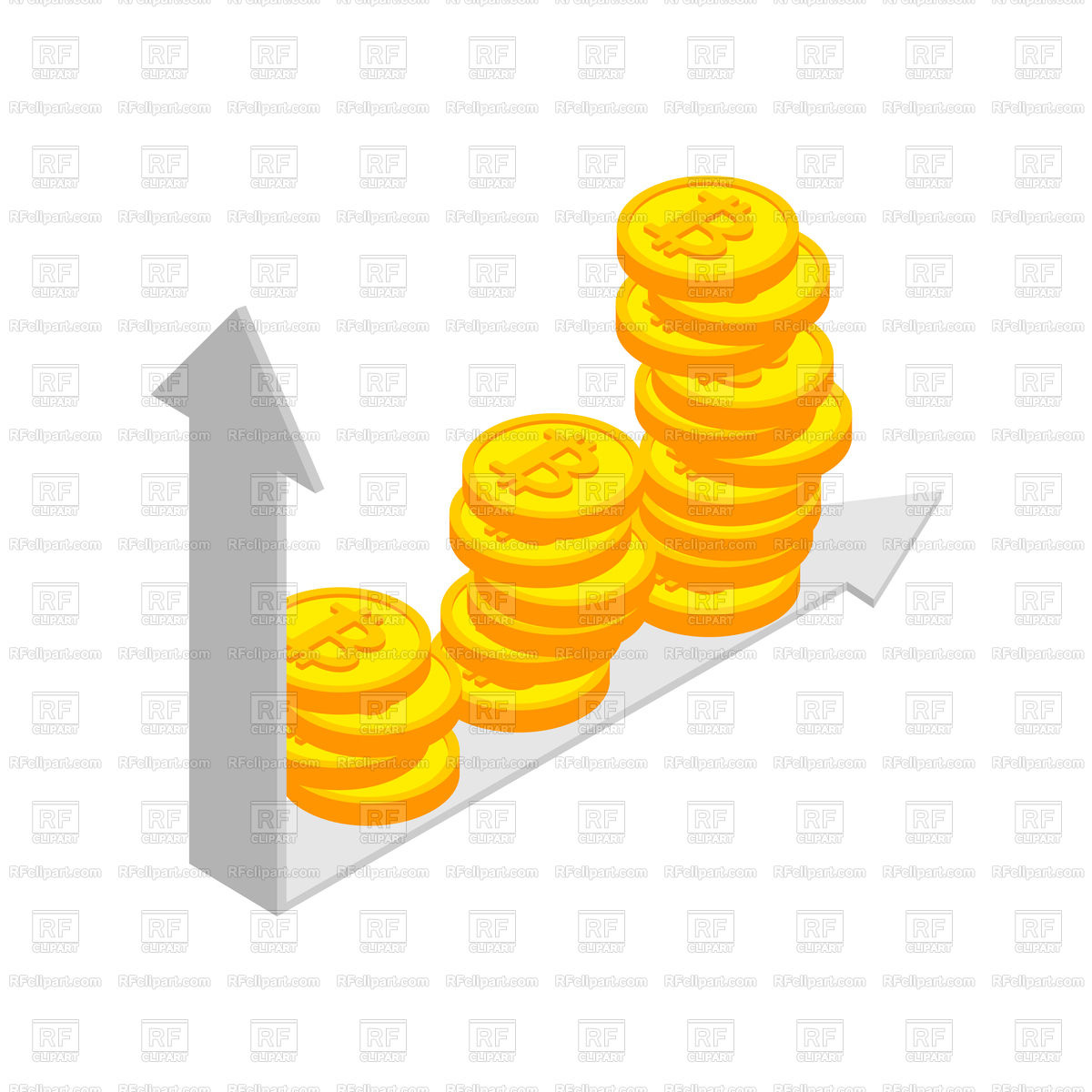 1200x1200 Bitcoin Graph. Growth Of Cryptocurrency. Vector Image Vector