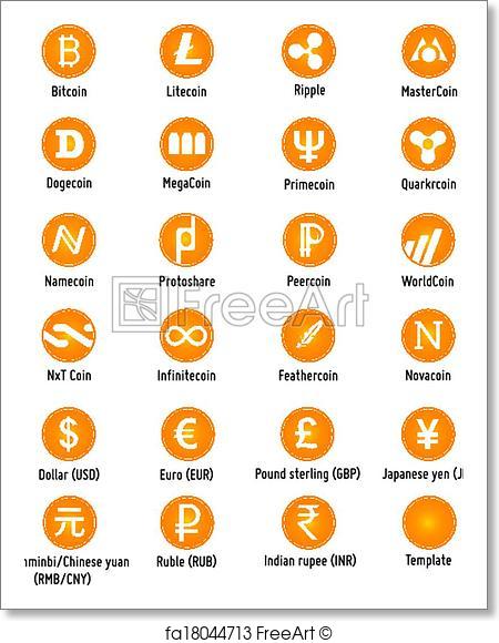 450x580 Free Art Print Of Cryptocurrency Vector Icons. Different
