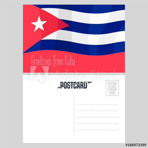 500x500 Postcard From Cuba With Cuban Flag Vector Illustration
