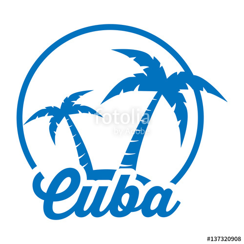 500x500 Icono Plano Cuba En Isla Azul En Fondo Blanco Stock Image And