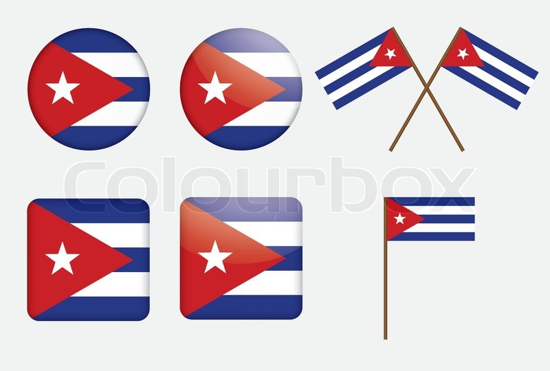 800x540 Set Of Badges With Flag Of Cuba Vector Illustration Stock Vector