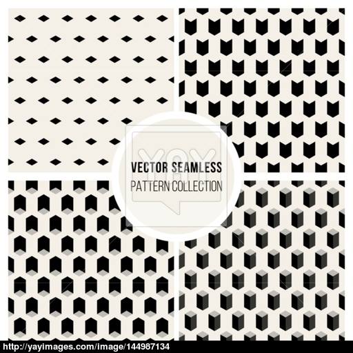 512x512 Vector Seamless Black And White Geometric Cube Pattern Vector
