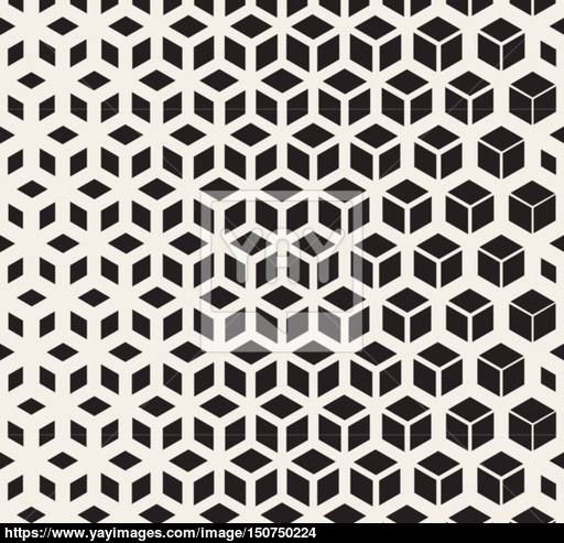 512x493 Vector Seamless Black And White Geometric Cube Shape Lines