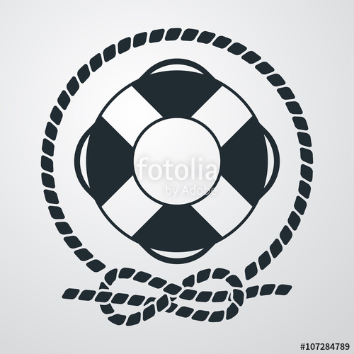 500x500 Icono Plano Salvavidas Con Circulo De Cuerda En Fondo Degradado