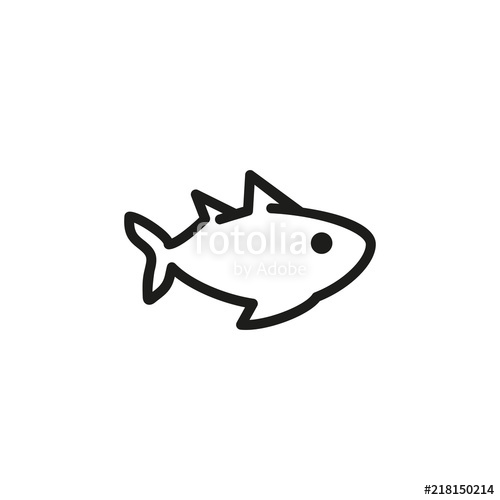 500x500 Fish Line Icon. Fish Market, Seafood, Pet. Meat Concept. Vector