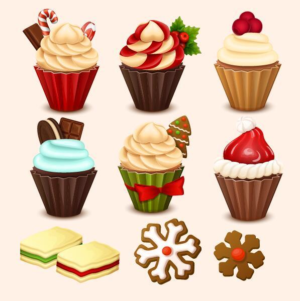 597x599 Cupcake Vector Illustration Set 02 Free Download