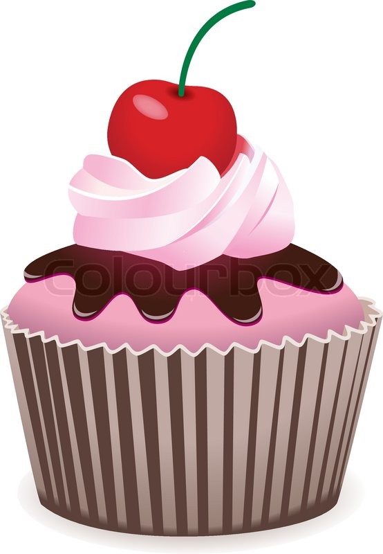 554x800 Vector Cupcake With Cherry Stock Vector Colourbox