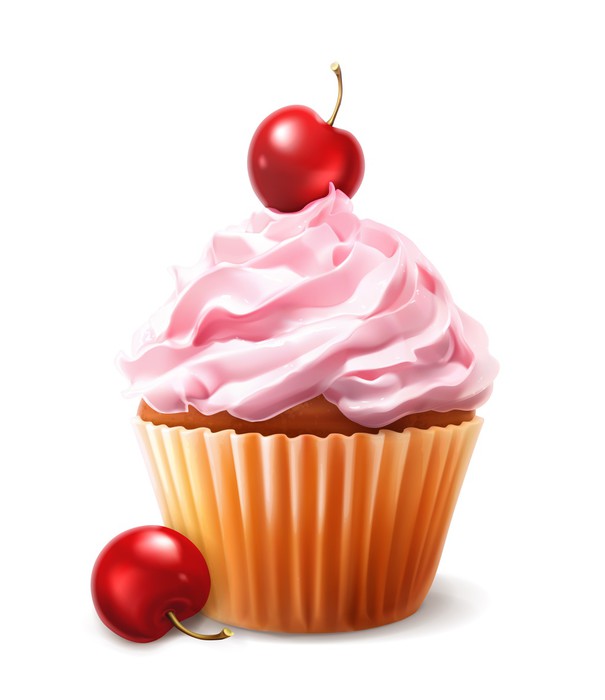 605x700 Cherry Cupcake, Vector Wall Mural We Live To Change