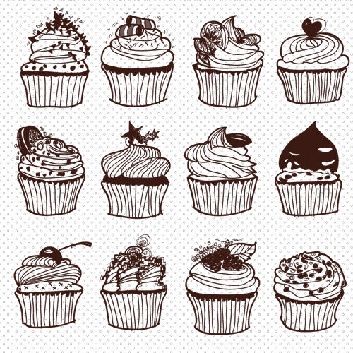 500x500 Hand Drawn Cupcakes Vector Free Download Vector Graphics