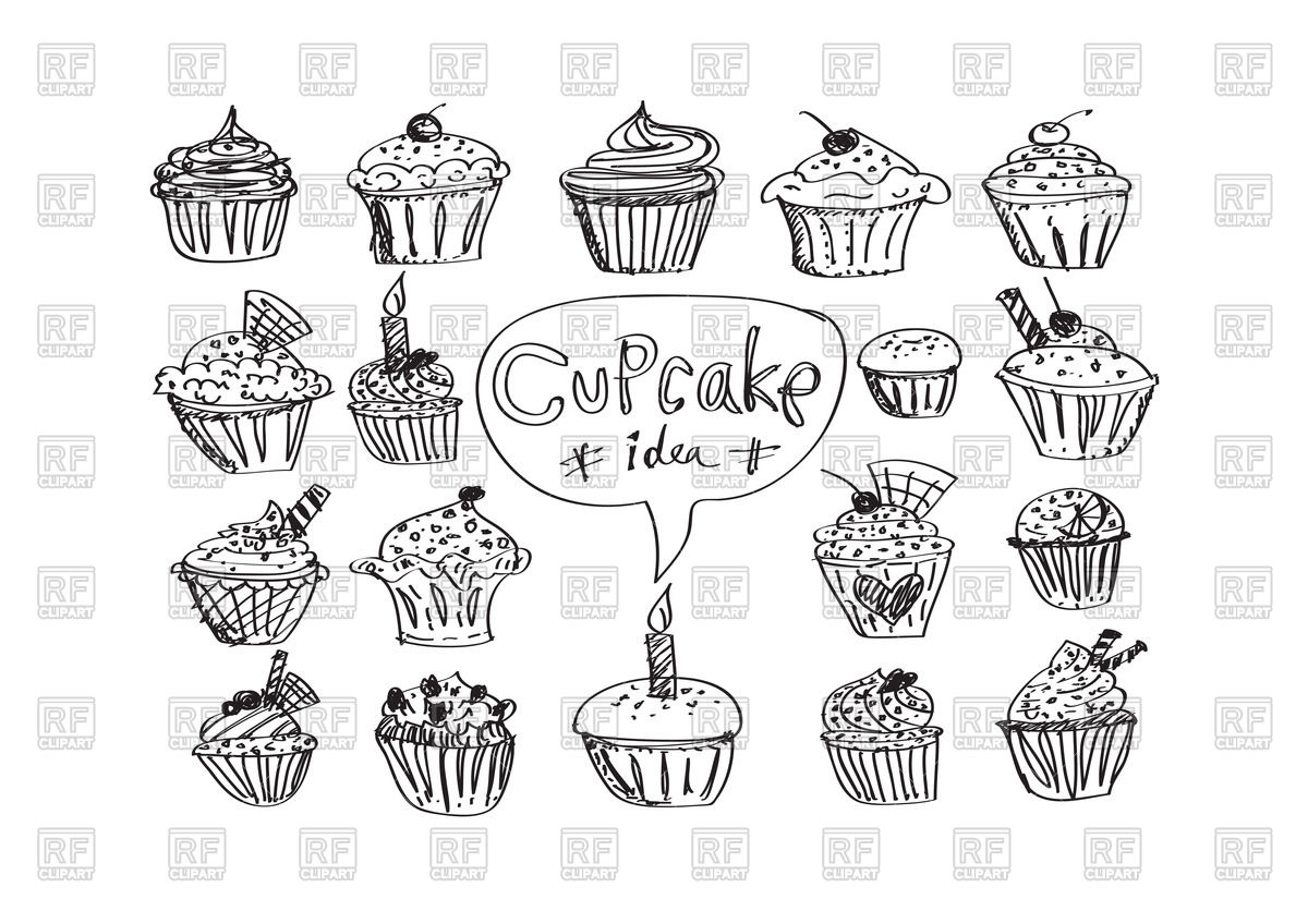 1200x848 Sketch Of Cupcakes Vector Image Vector Artwork Of Food And