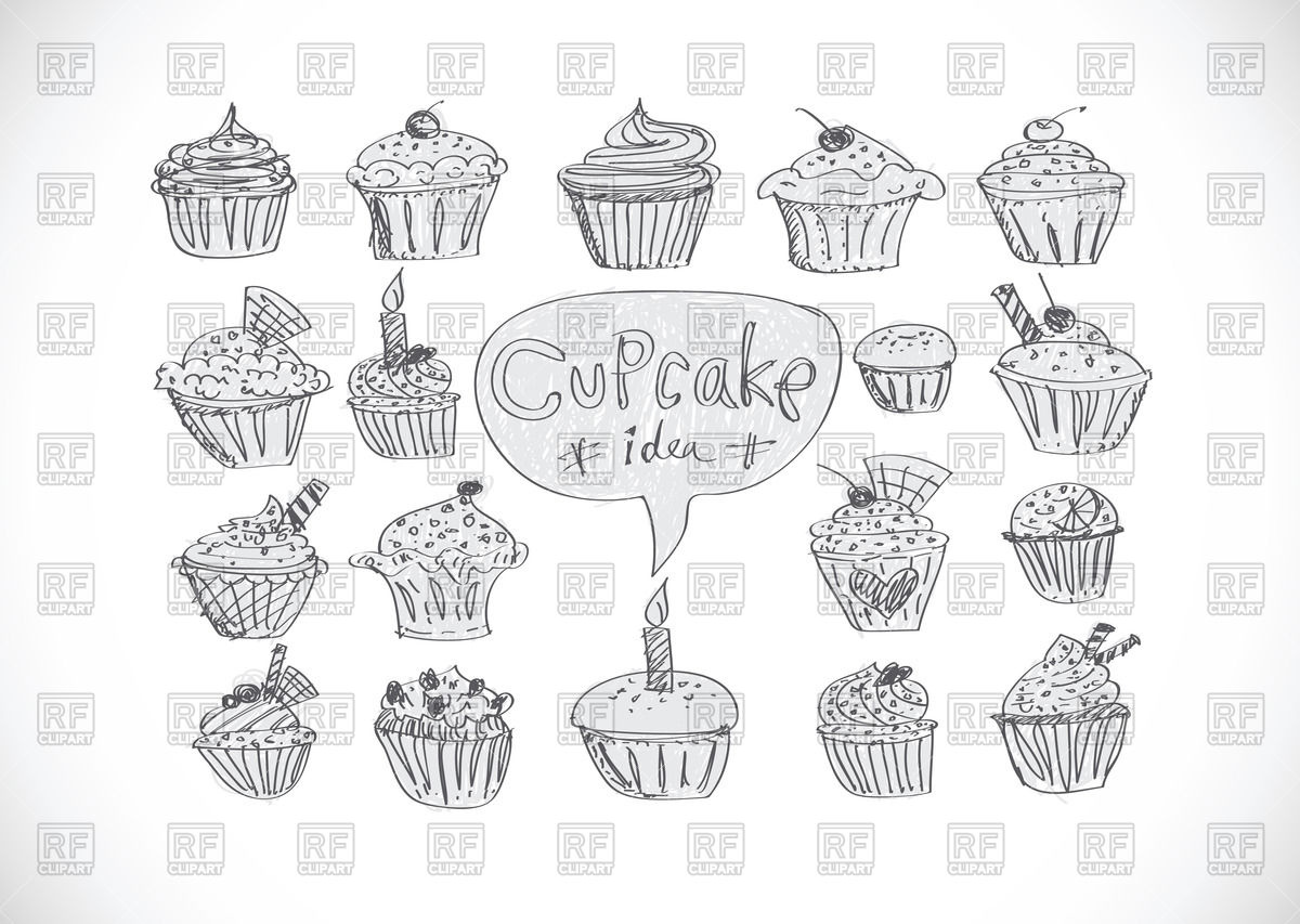1200x853 Sketch Of Cupcakes Vector Image Vector Artwork Of Food And