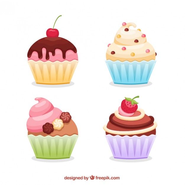 626x626 Tasty Cupcakes Free Vector Free Vectors Cupcake Vector