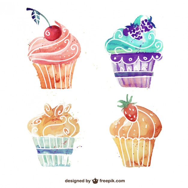 626x626 Watercolor Cupcakes Vector Free Download