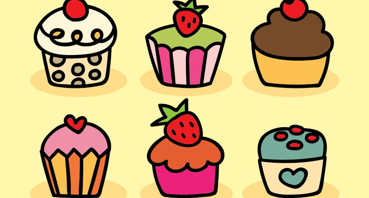 730x392 Cupcake Vectors