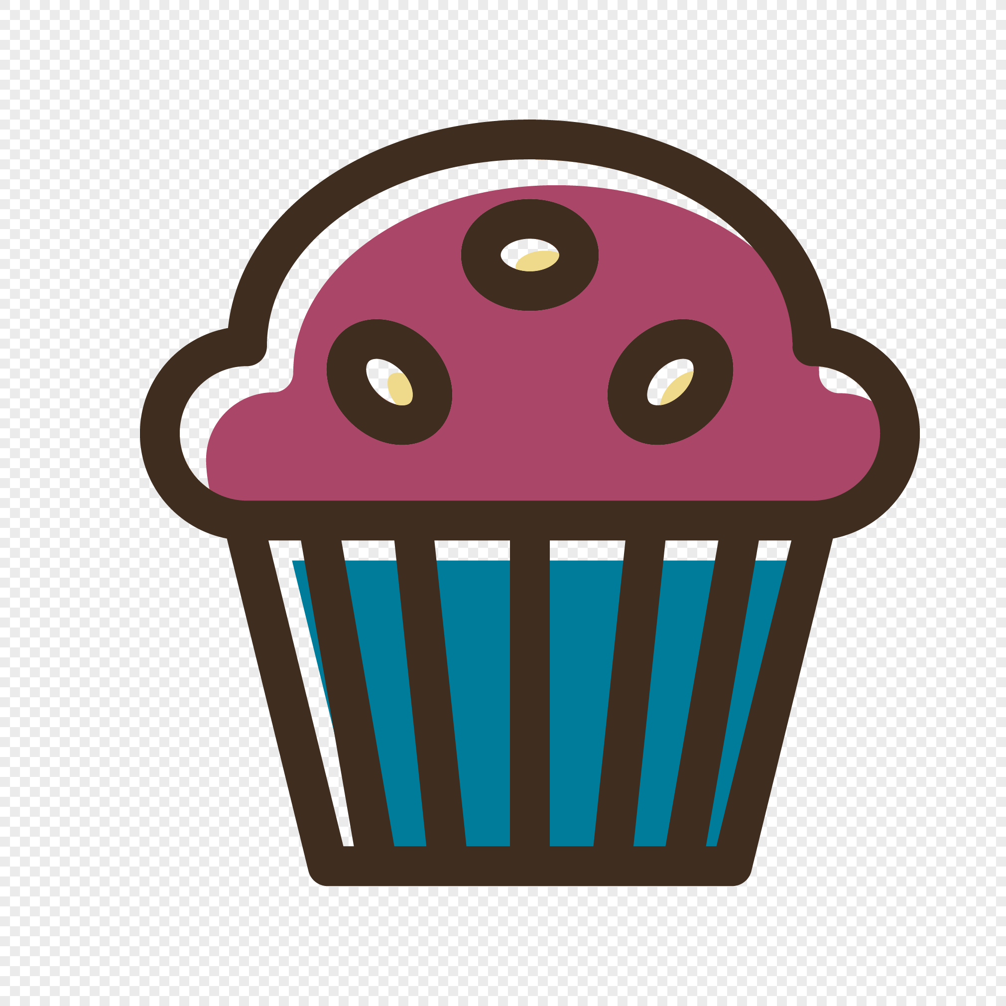 2020x2020 Cartoon Birthday Chocolate Cupcake Vector Icon Graphics Png