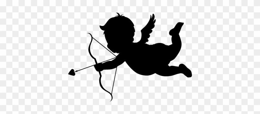 840x369 Cupid In Flight Silhouette With Bow And Arrow Vector