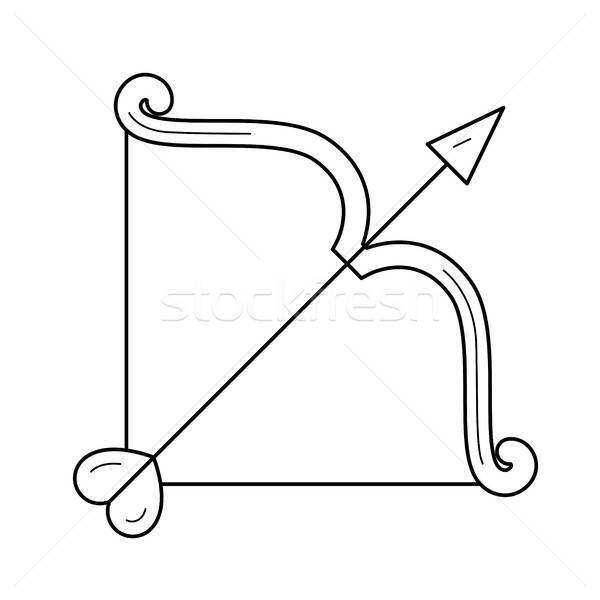 600x600 Cupid Bow With Arrow Vector Line Icon. Vector Illustration