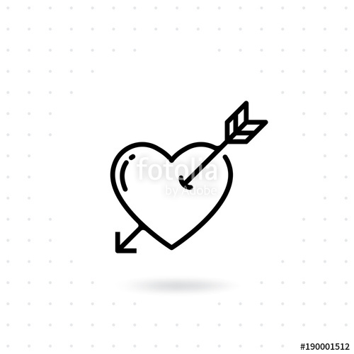 500x500 Heart With Arrow Icon. Valentines Day Vector Line Icon , Cupid