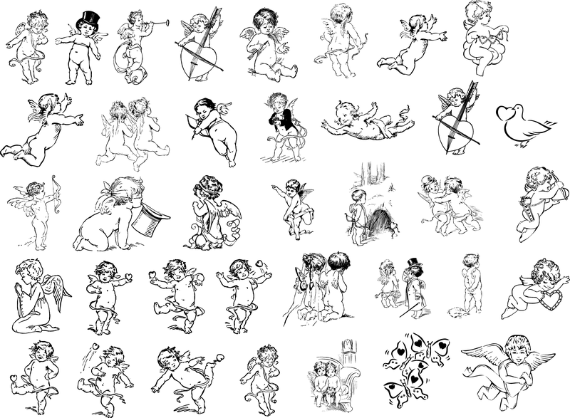 800x587 Cupid Vector Line Drawing