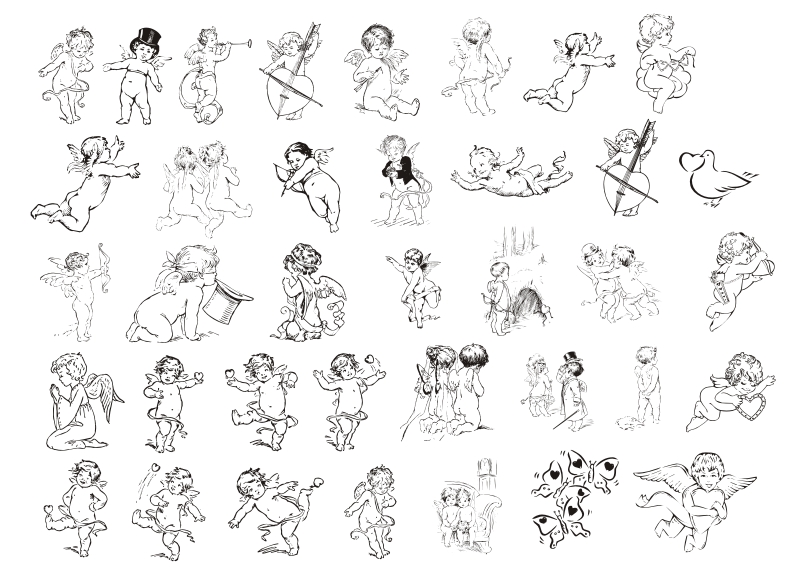 800x576 Cupid Vector Line Drawing Free Vector 4vector