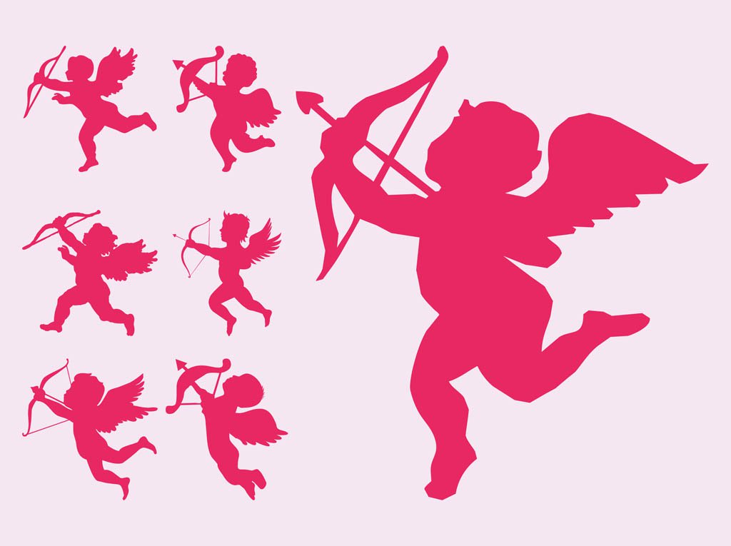 1024x765 Flying Cupid Silhouettes Vector Art Amp Graphics