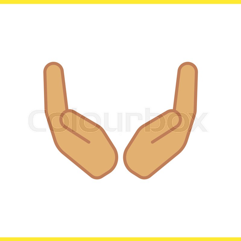 800x800 Cupped Hands Color Icon. Care Hand Symbol. Isolated Vector