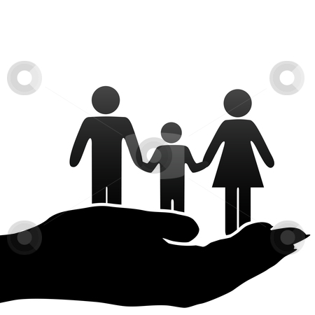 450x450 Mother Father Child Family Symbols In Cupped Hand Stock Vector