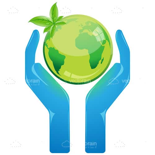 500x500 Green Globe Apple In Blue Cupped Hands