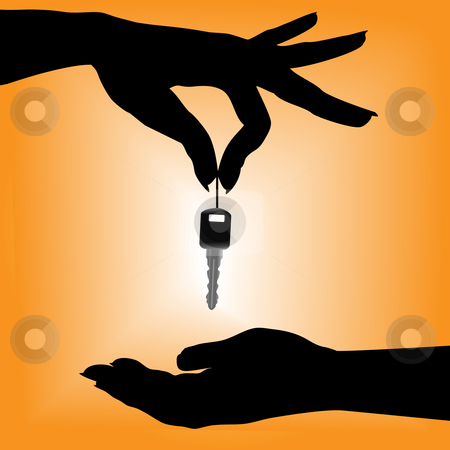 450x450 Silhouette Person Drops Car Key Into A Cupped Hand Stock Vector