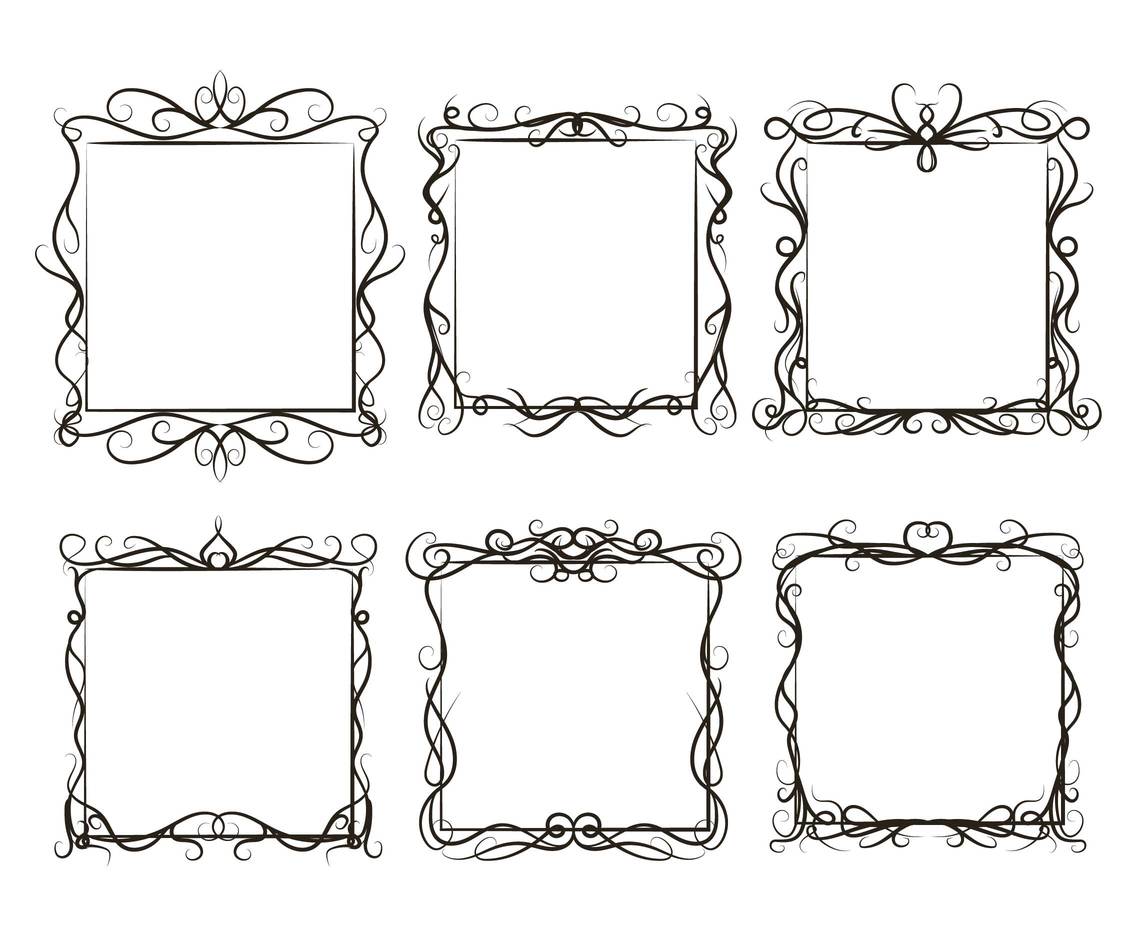 1136x936 Curlicues Frame Vector Set Vector Art Amp Graphics